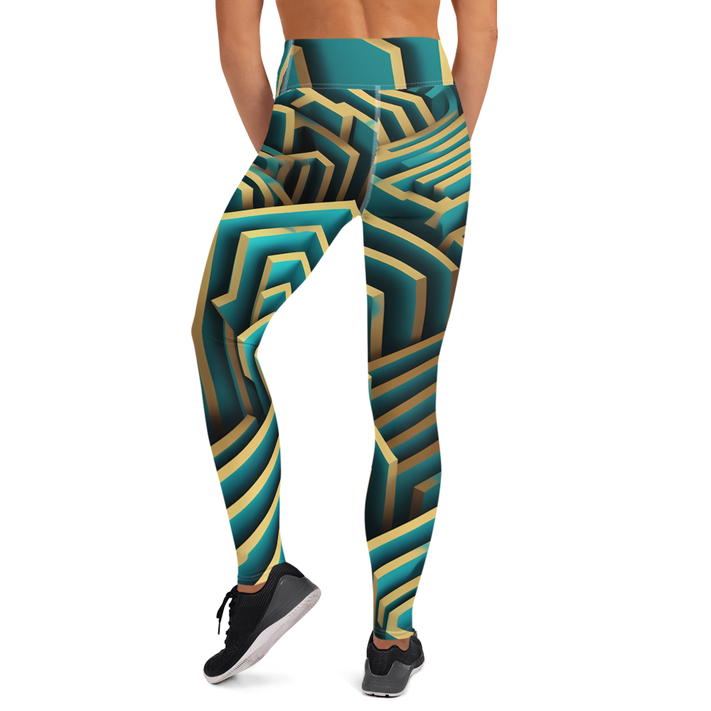 3D Maze Illusion | 3D Patterns | All-Over Print Yoga Leggings - #5