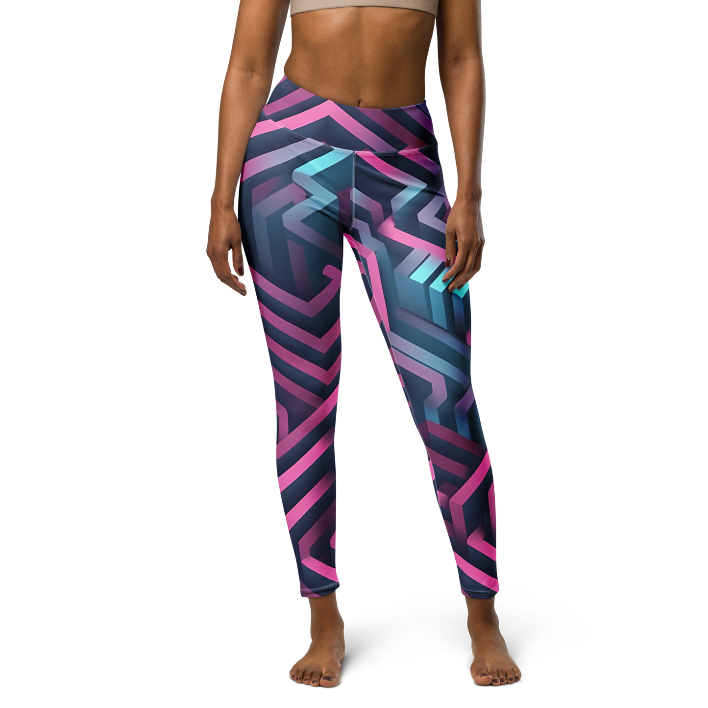 3D Maze Illusion | 3D Patterns | All-Over Print Yoga Leggings - #4