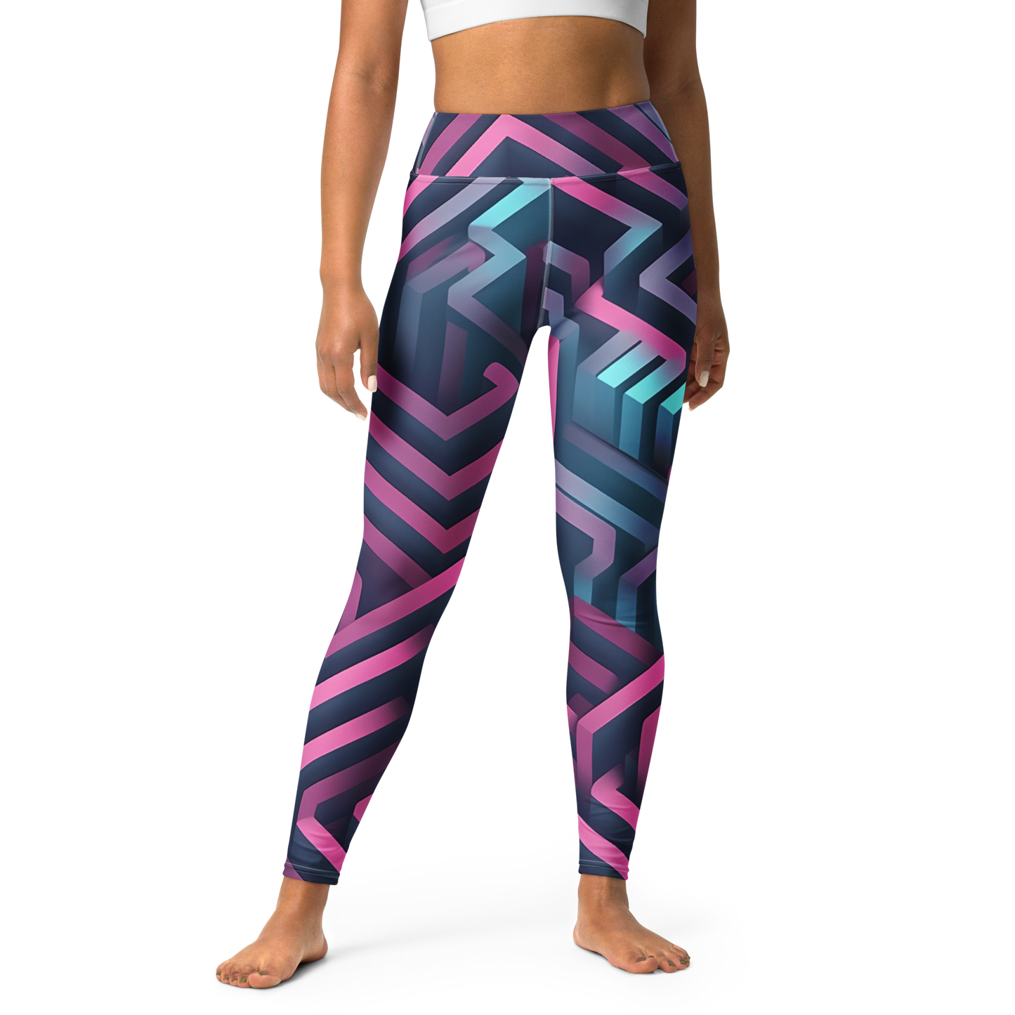 3D Maze Illusion | 3D Patterns | All-Over Print Yoga Leggings - #4