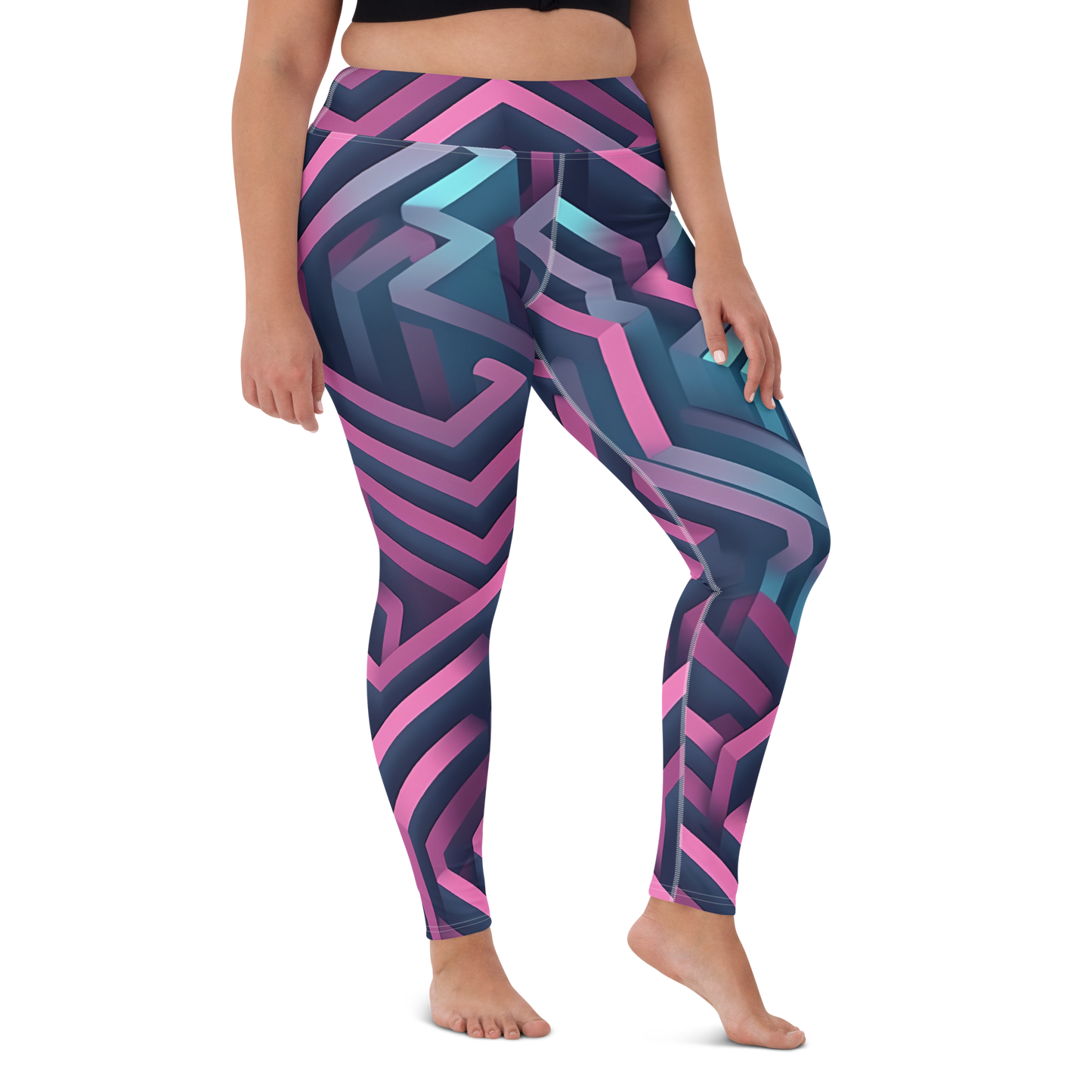 3D Maze Illusion | 3D Patterns | All-Over Print Yoga Leggings - #4