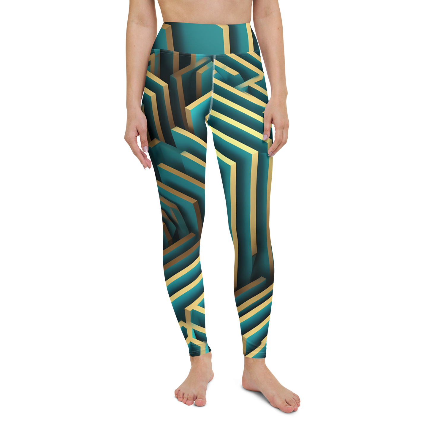 3D Maze Illusion | 3D Patterns | All-Over Print Yoga Leggings - #5