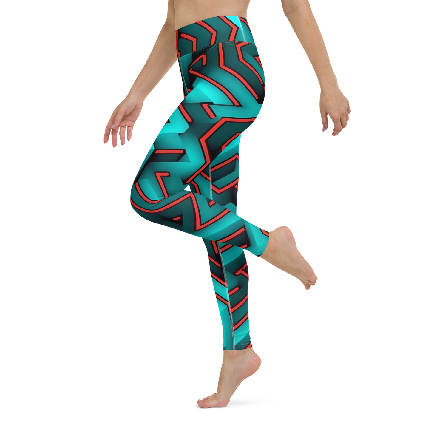 3D Maze Illusion | 3D Patterns | All-Over Print Yoga Leggings - #2