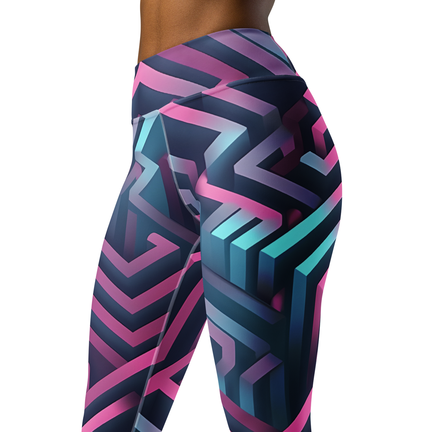 3D Maze Illusion | 3D Patterns | All-Over Print Yoga Leggings - #4