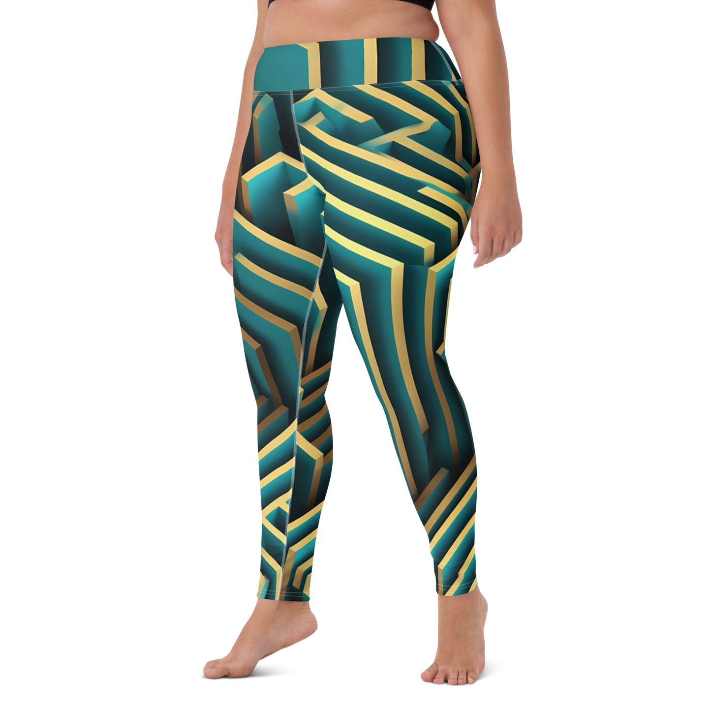 3D Maze Illusion | 3D Patterns | All-Over Print Yoga Leggings - #5