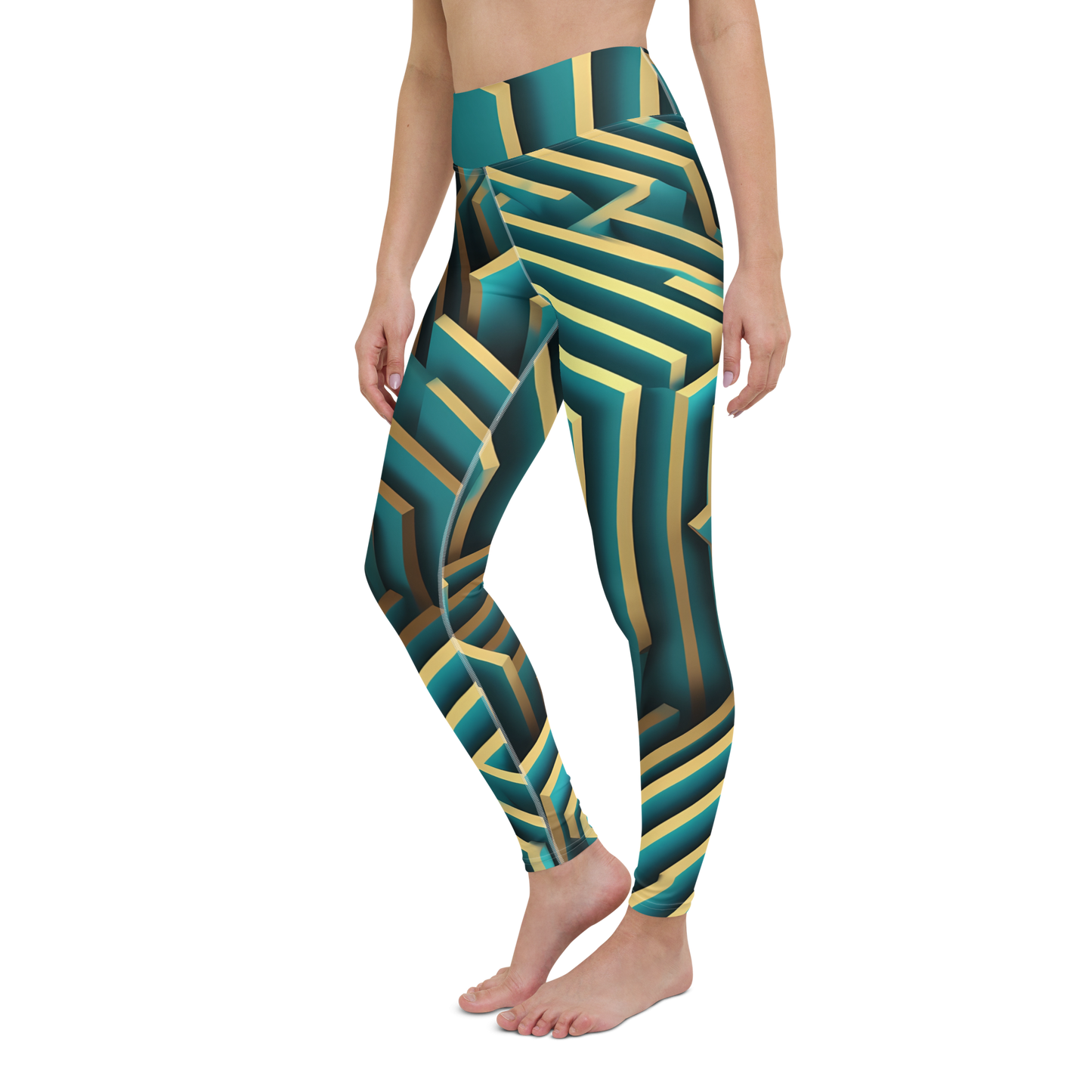 3D Maze Illusion | 3D Patterns | All-Over Print Yoga Leggings - #5