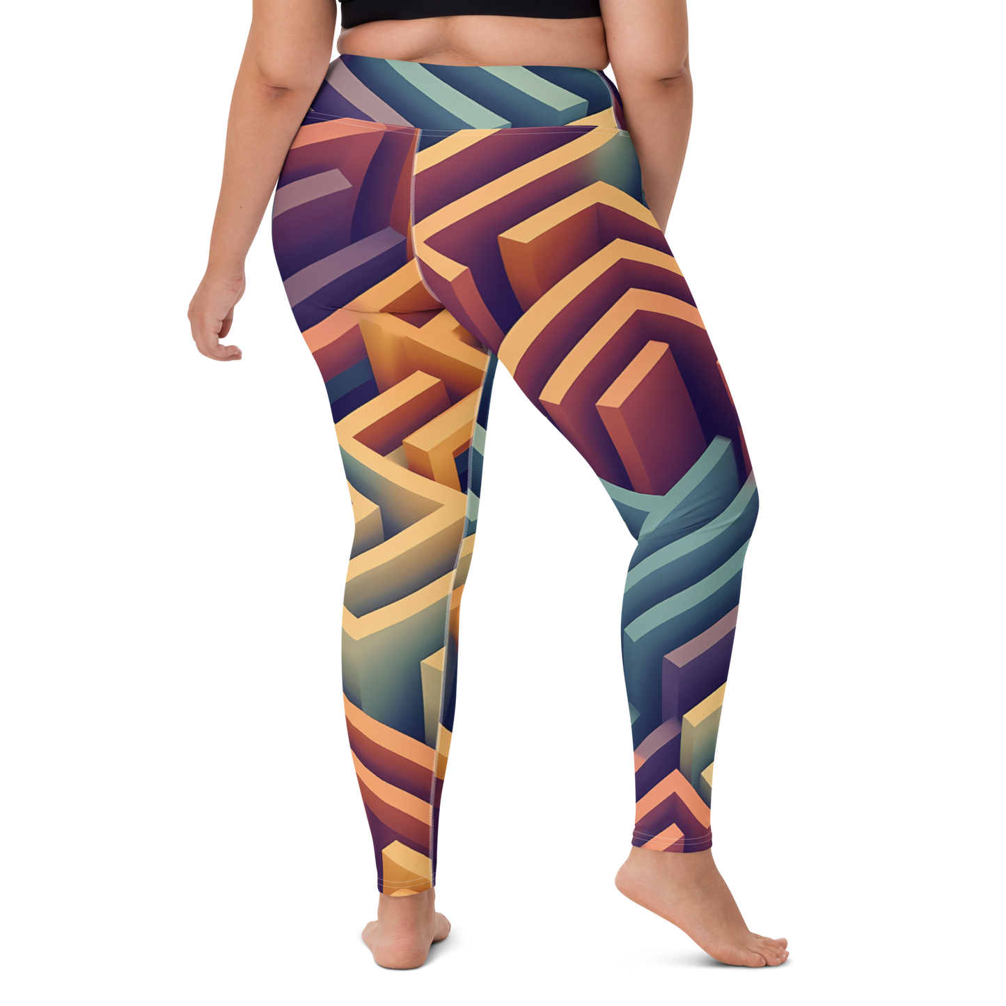 3D Maze Illusion | 3D Patterns | All-Over Print Yoga Leggings - #3