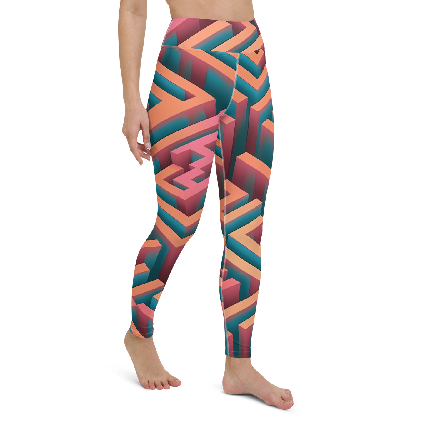 3D Maze Illusion | 3D Patterns | All-Over Print Yoga Leggings - #1