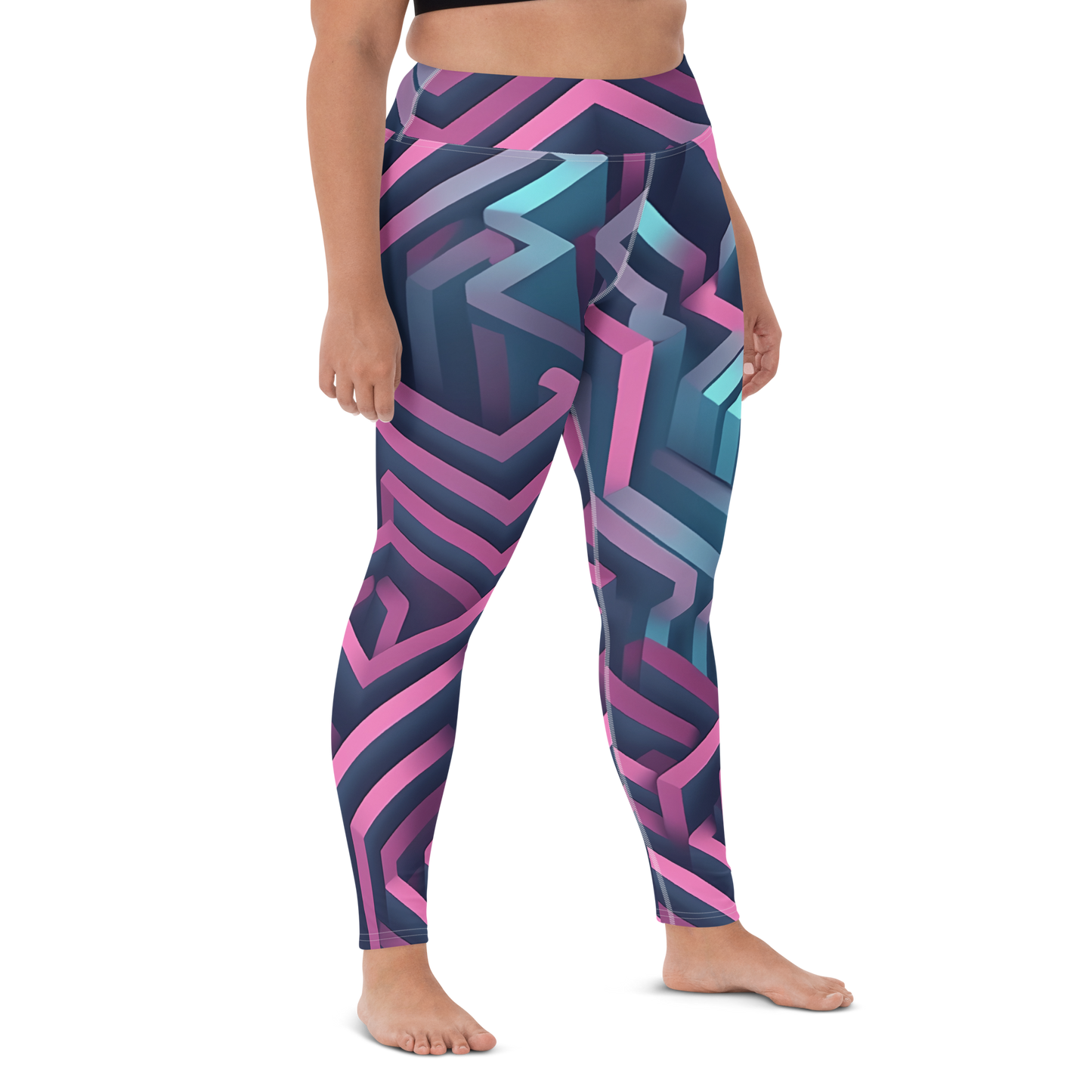 3D Maze Illusion | 3D Patterns | All-Over Print Yoga Leggings - #4