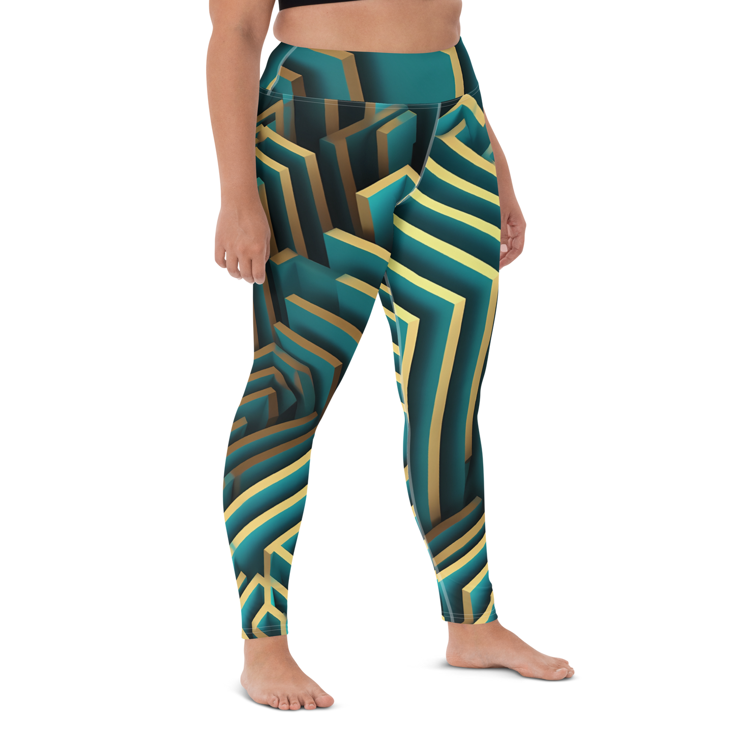 3D Maze Illusion | 3D Patterns | All-Over Print Yoga Leggings - #5