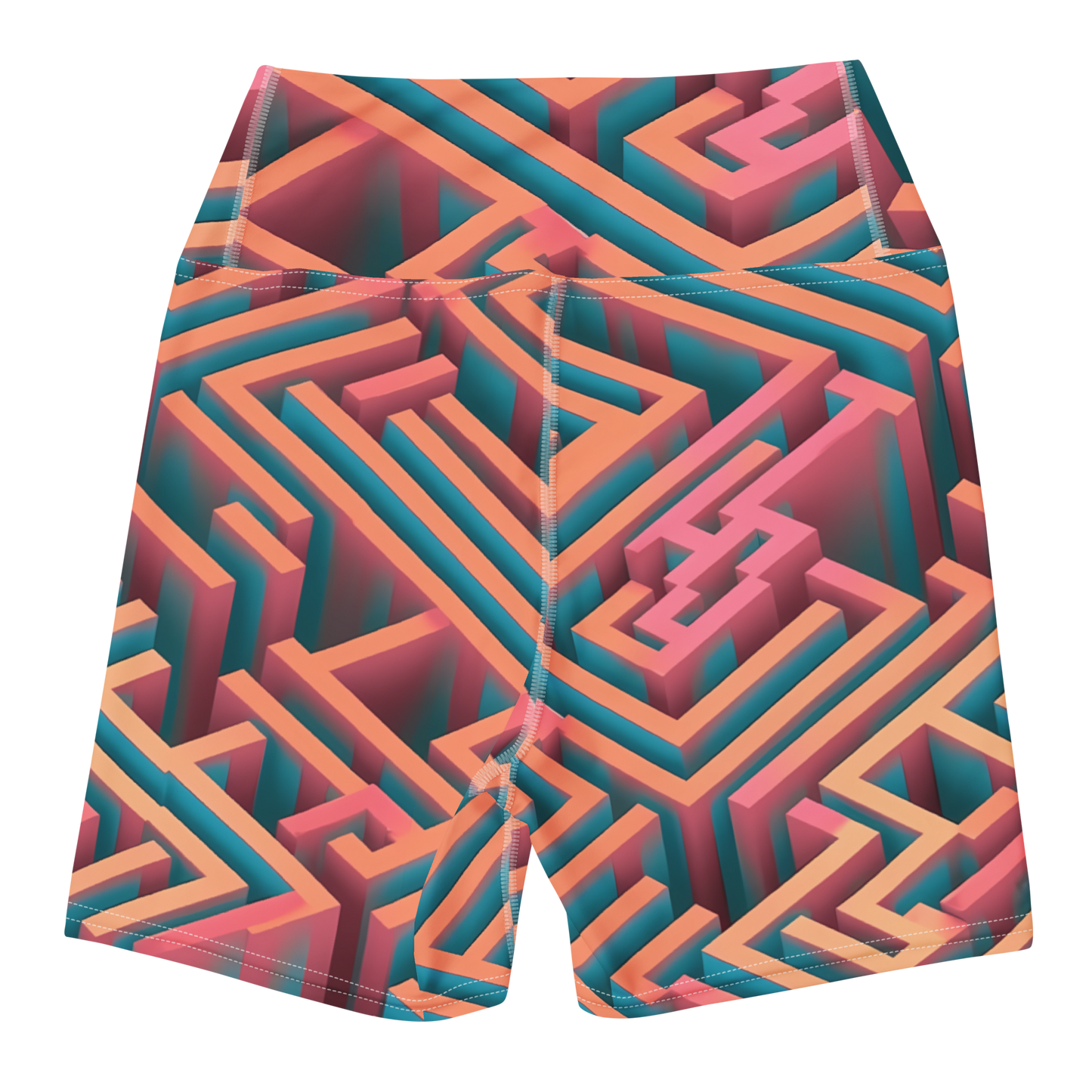 3D Maze Illusion | 3D Patterns | All-Over Print Yoga Shorts - #1