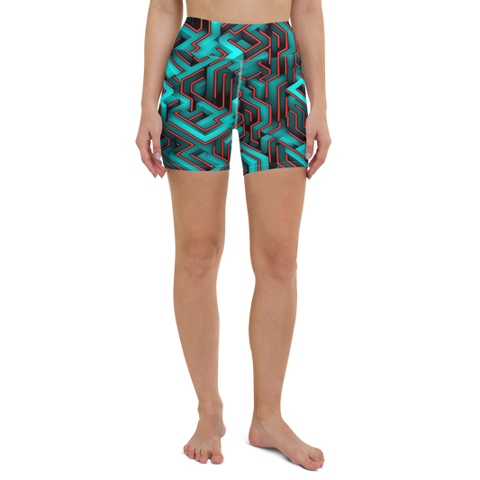 3D Maze Illusion | 3D Patterns | All-Over Print Yoga Shorts - #2