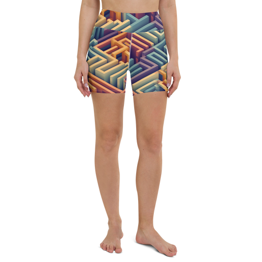 3D Maze Illusion | 3D Patterns | All-Over Print Yoga Shorts - #3