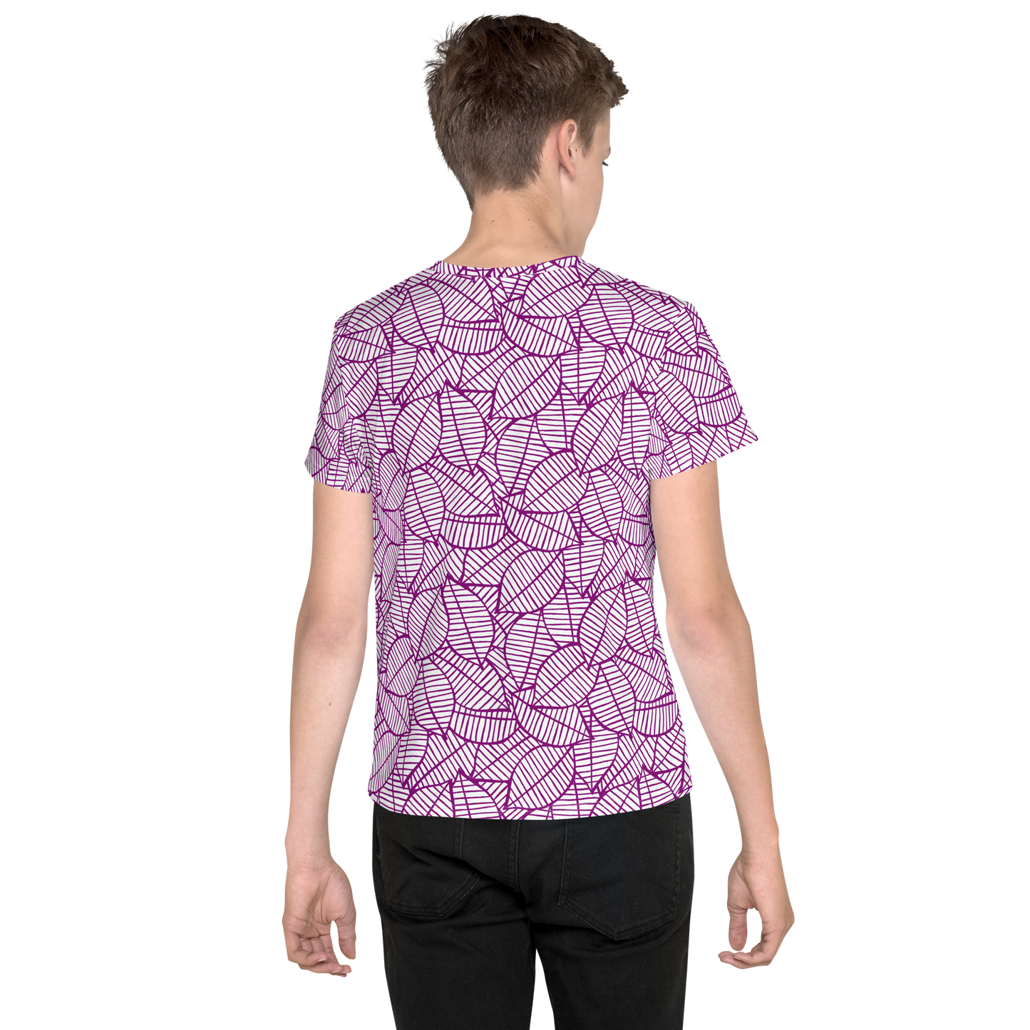 Colorful Fall Leaves | Seamless Patterns | All-Over Print Youth Crew Neck T-shirt - #7