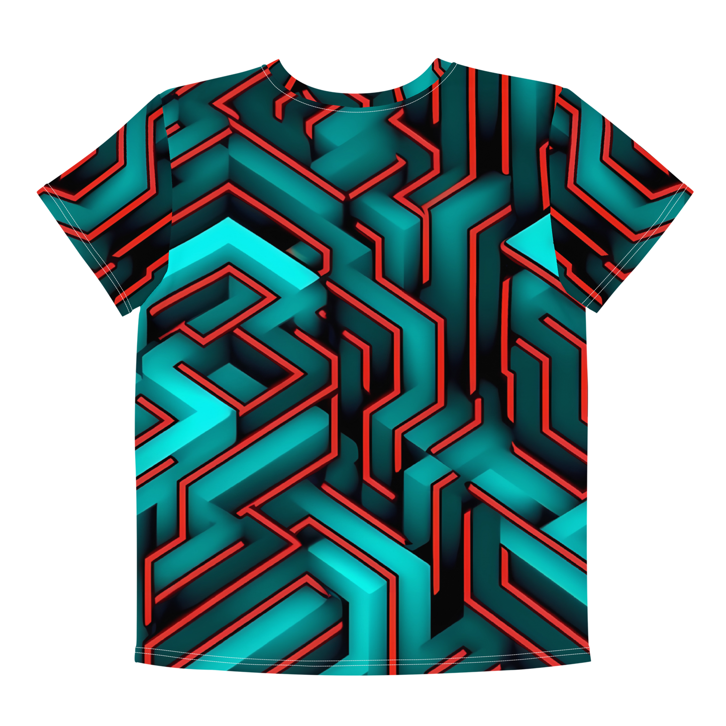 3D Maze Illusion | 3D Patterns | All-Over Print Youth Crew Neck T-shirt - #2