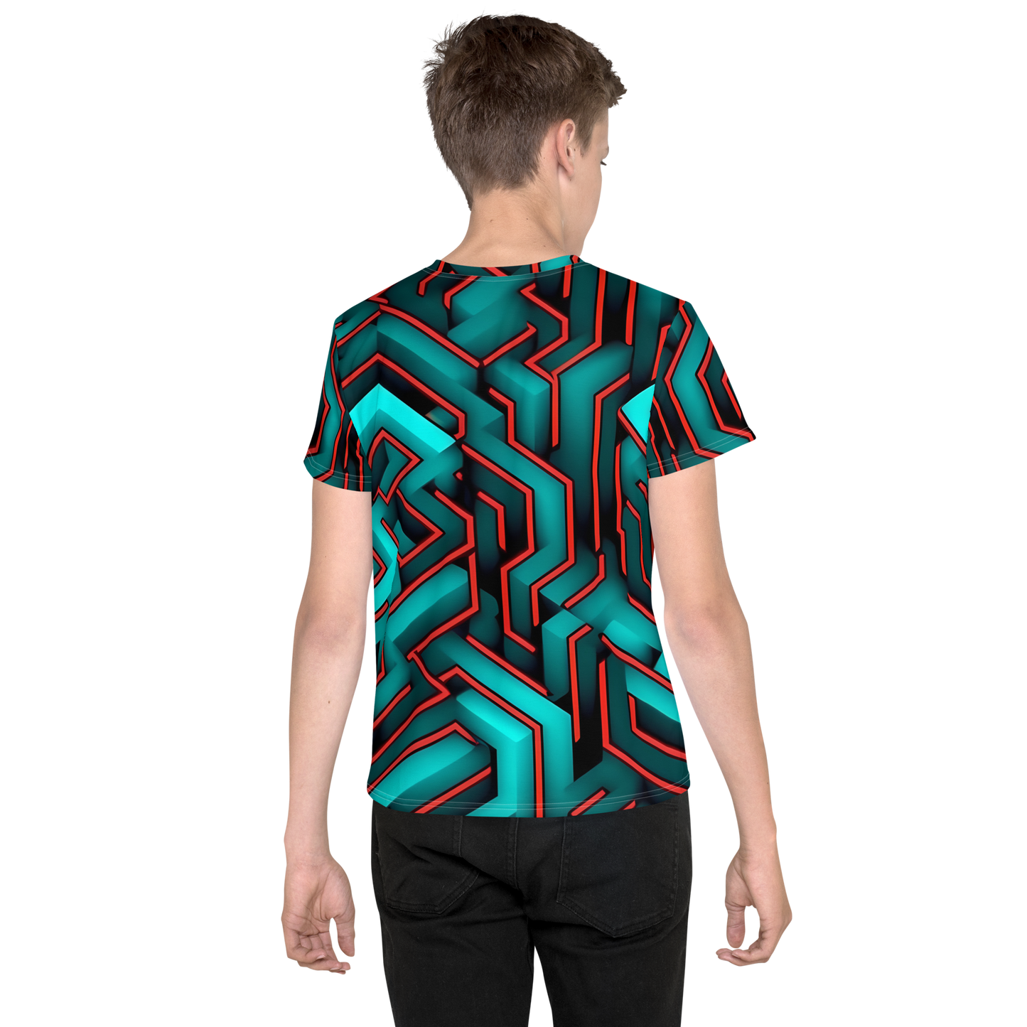 3D Maze Illusion | 3D Patterns | All-Over Print Youth Crew Neck T-shirt - #2