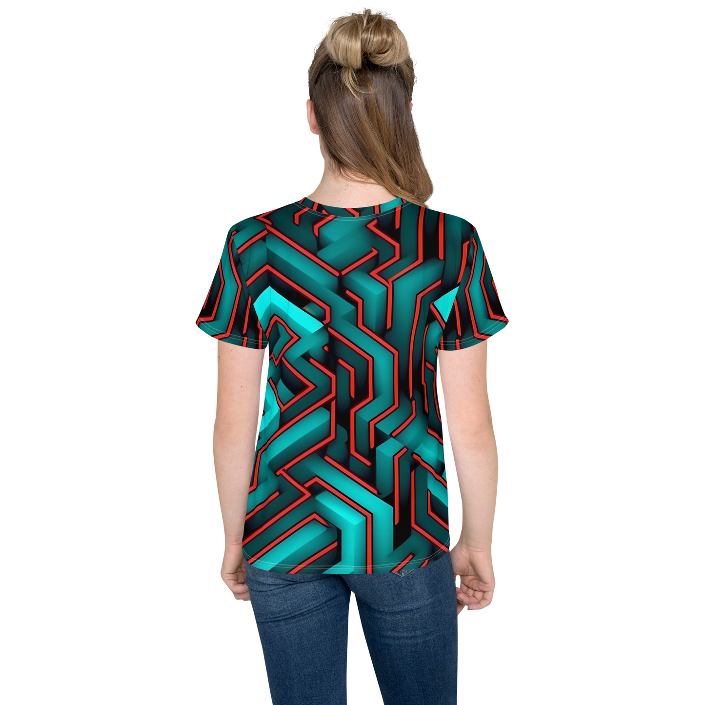 3D Maze Illusion | 3D Patterns | All-Over Print Youth Crew Neck T-shirt - #2