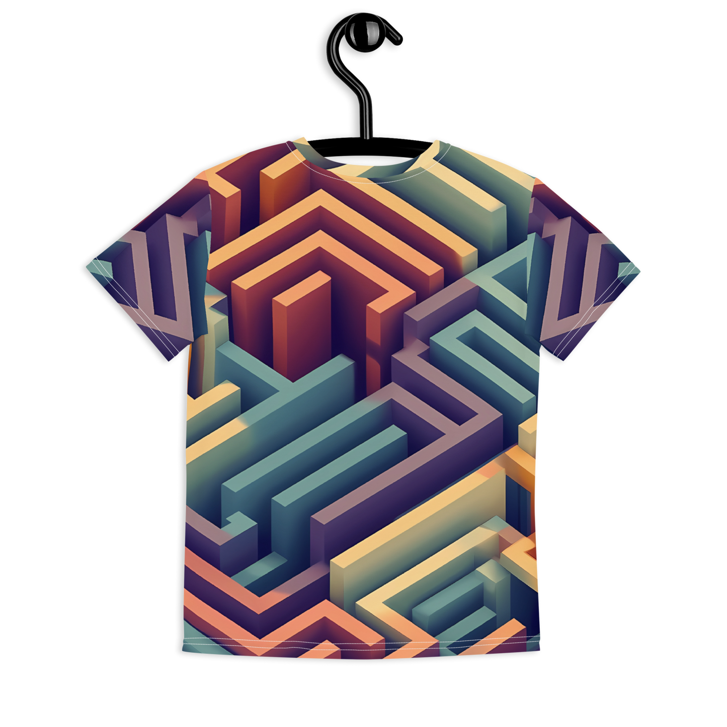 3D Maze Illusion | 3D Patterns | All-Over Print Youth Crew Neck T-shirt - #3