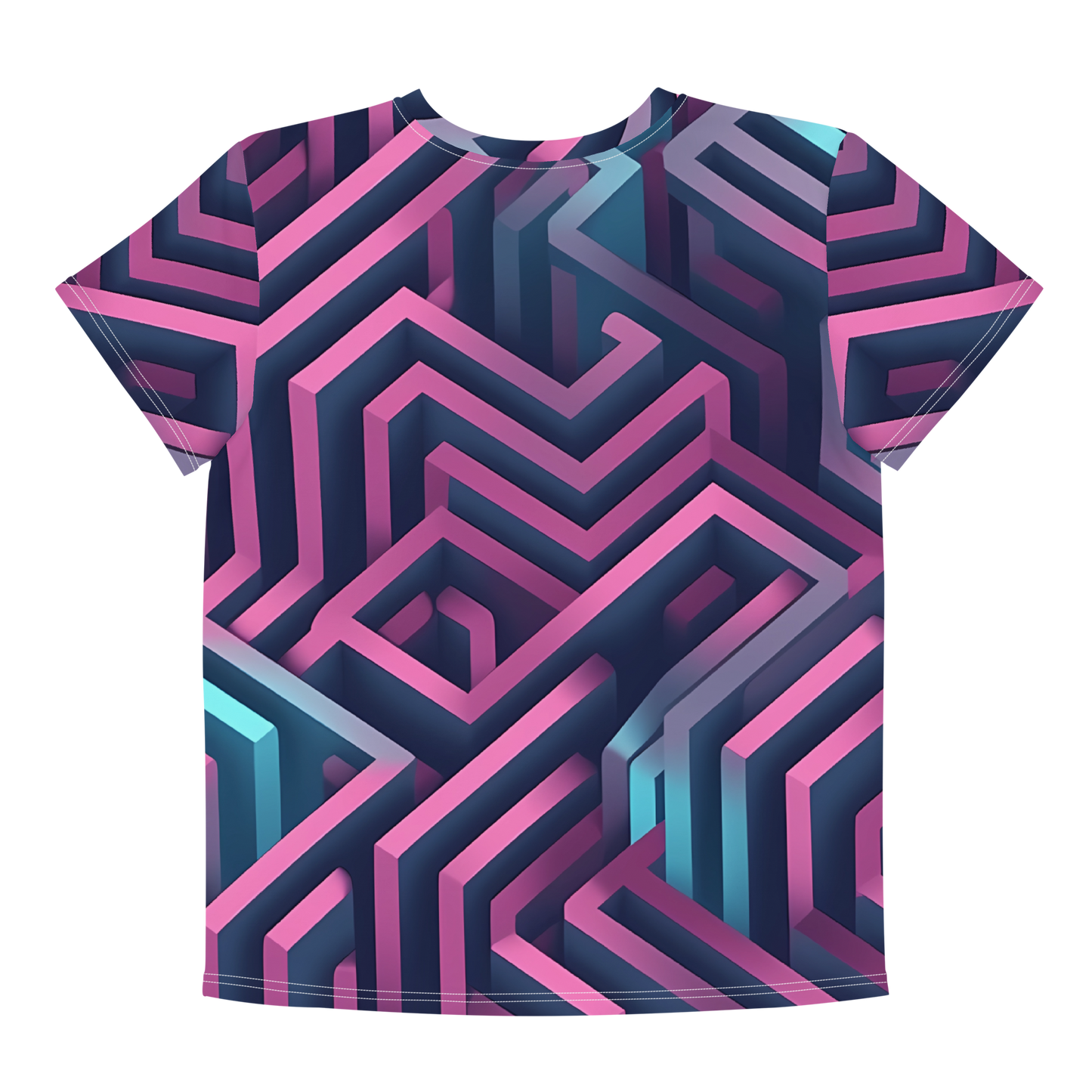 3D Maze Illusion | 3D Patterns | All-Over Print Youth Crew Neck T-shirt - #4