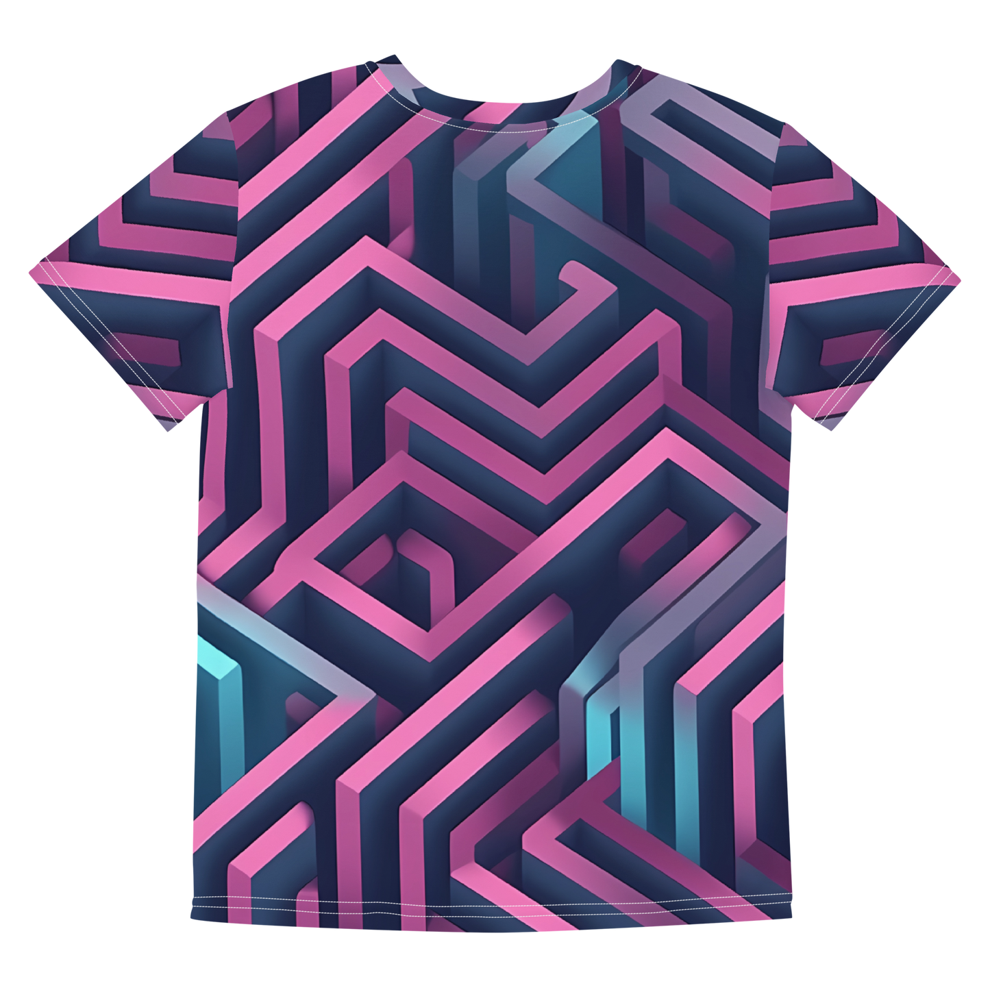 3D Maze Illusion | 3D Patterns | All-Over Print Youth Crew Neck T-shirt - #4