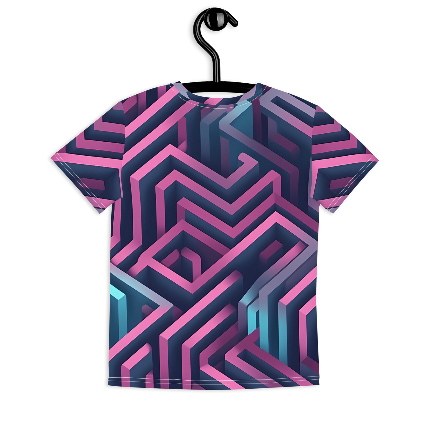 3D Maze Illusion | 3D Patterns | All-Over Print Youth Crew Neck T-shirt - #4