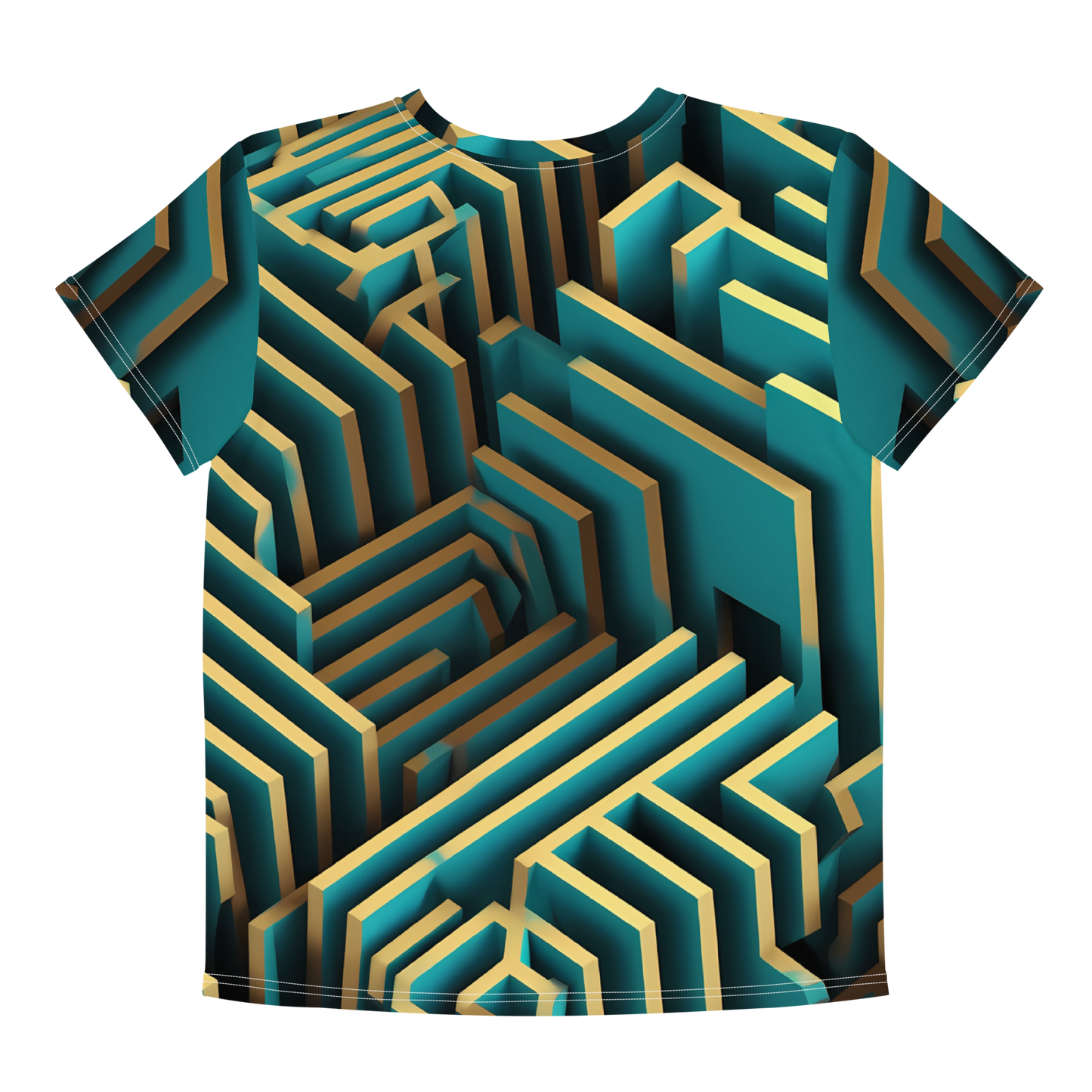 3D Maze Illusion | 3D Patterns | All-Over Print Youth Crew Neck T-shirt - #5