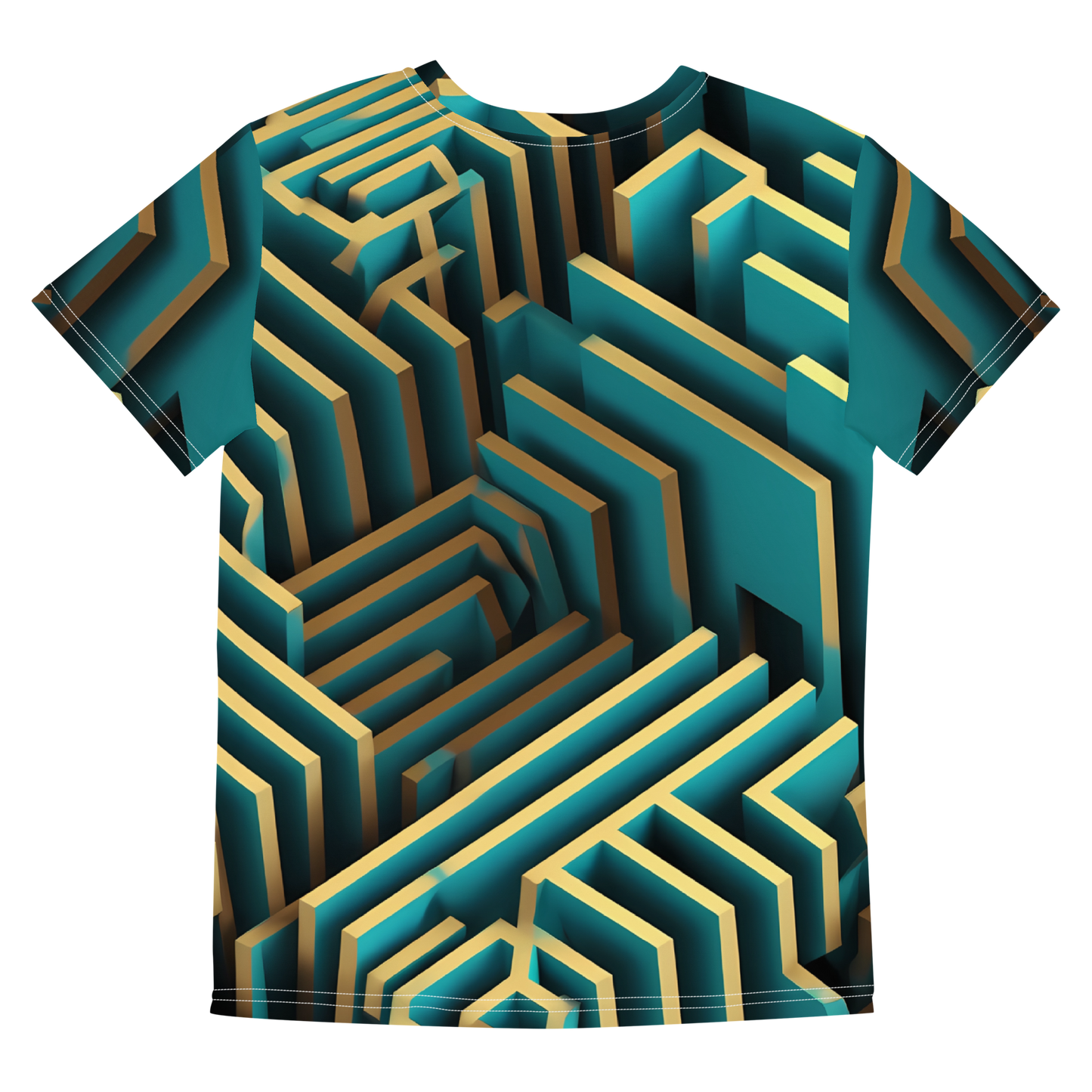 3D Maze Illusion | 3D Patterns | All-Over Print Youth Crew Neck T-shirt - #5