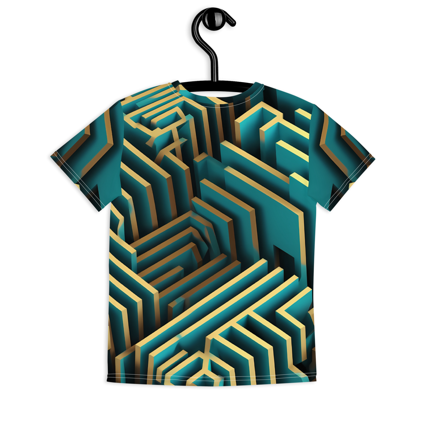 3D Maze Illusion | 3D Patterns | All-Over Print Youth Crew Neck T-shirt - #5