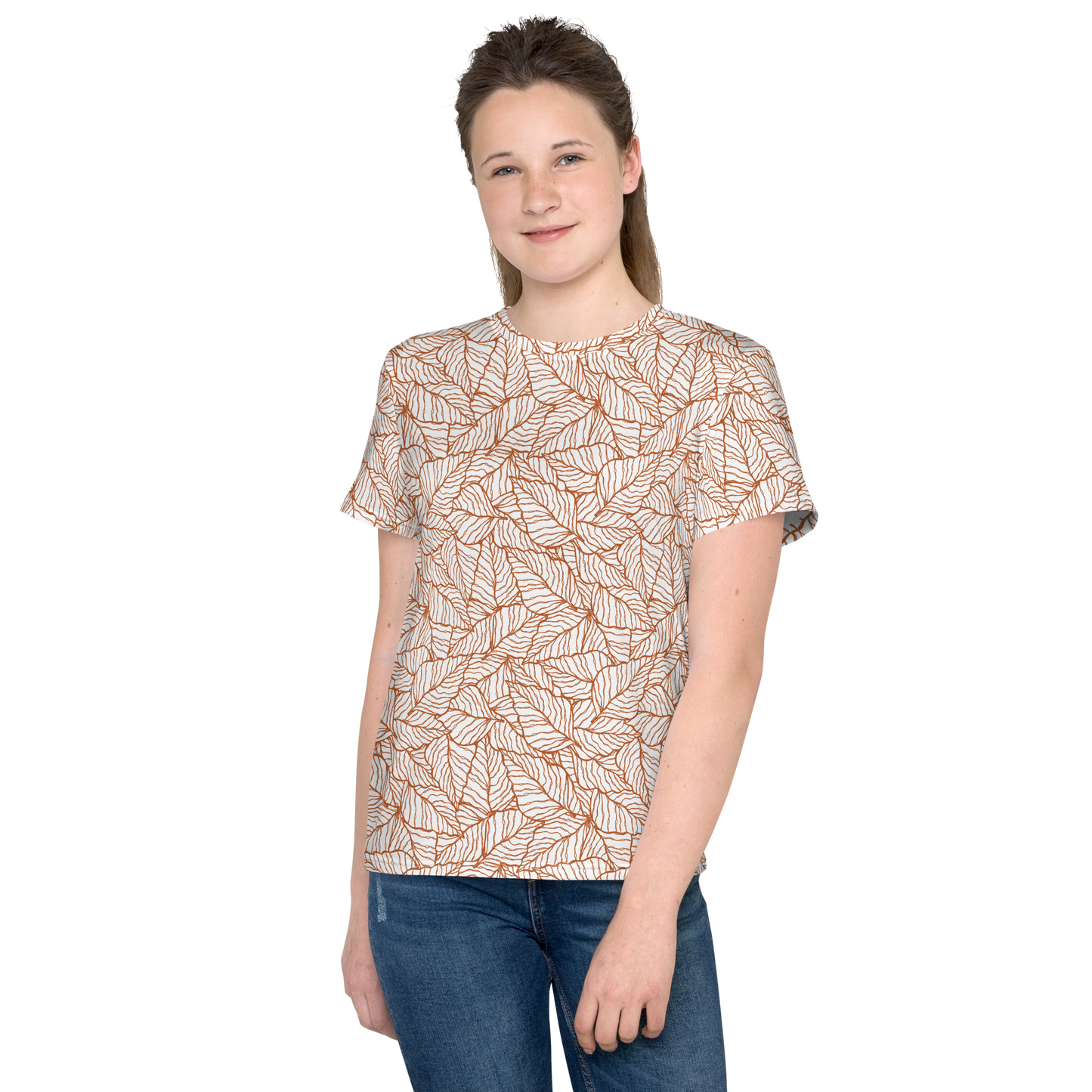 Colorful Fall Leaves | Seamless Patterns | All-Over Print Youth Crew Neck T-shirt - #1