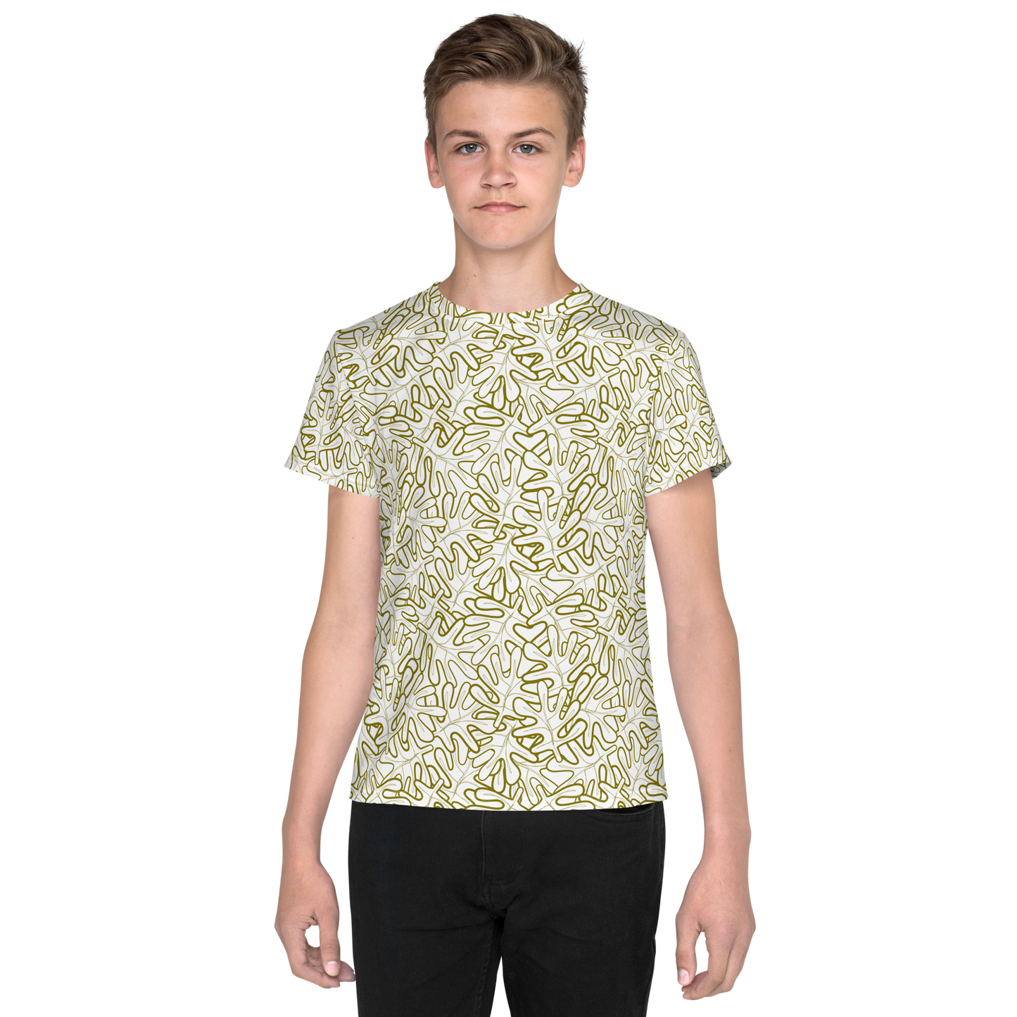 Colorful Fall Leaves | Seamless Patterns | All-Over Print Youth Crew Neck T-shirt - #2