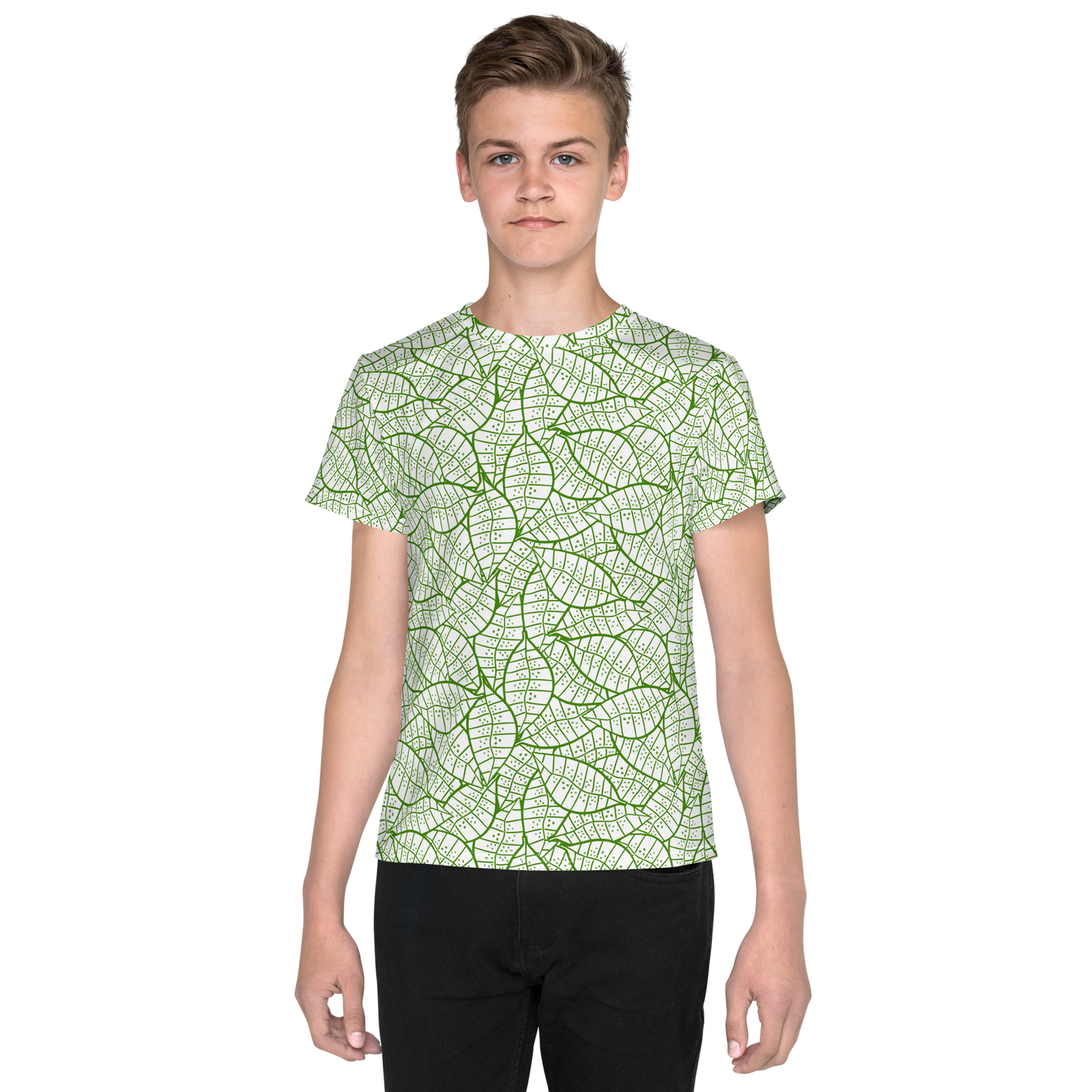 Colorful Fall Leaves | Seamless Patterns | All-Over Print Youth Crew Neck T-shirt - #4