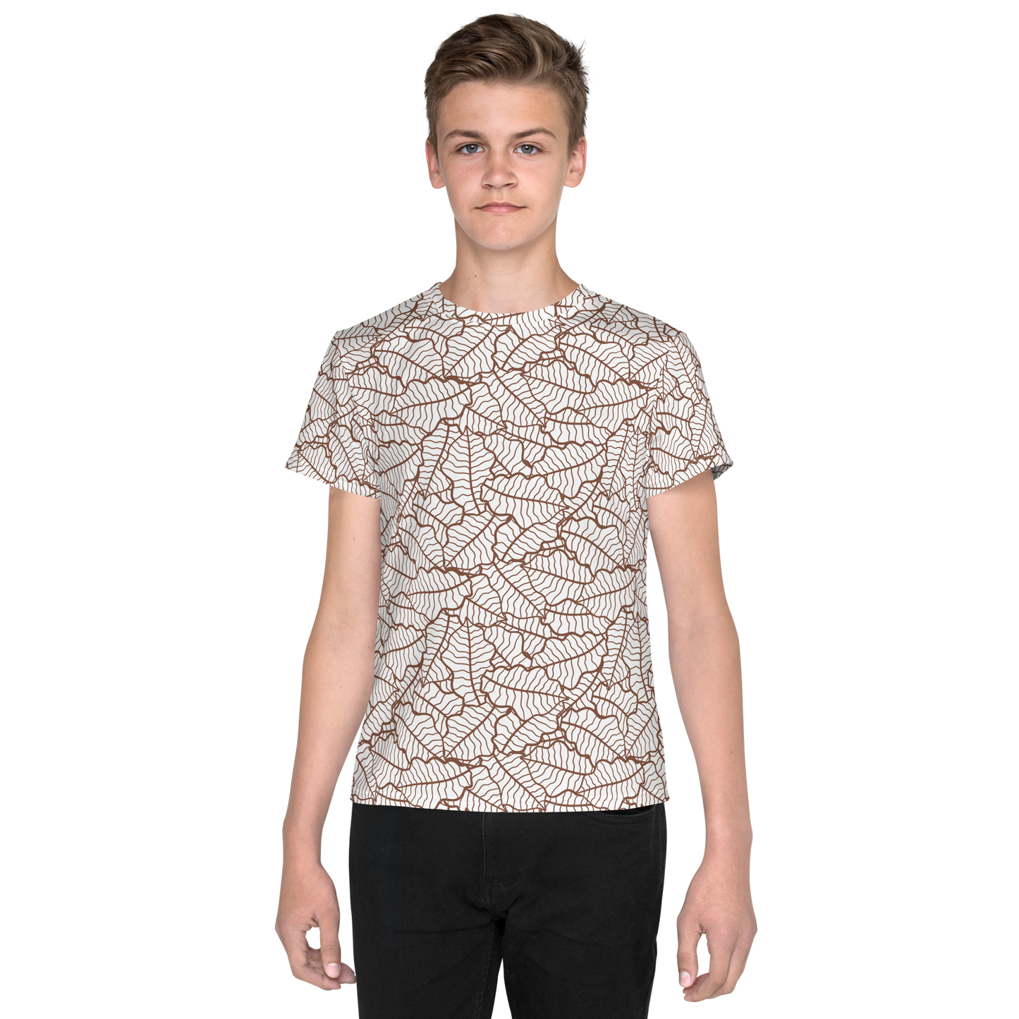 Colorful Fall Leaves | Seamless Patterns | All-Over Print Youth Crew Neck T-shirt - #5