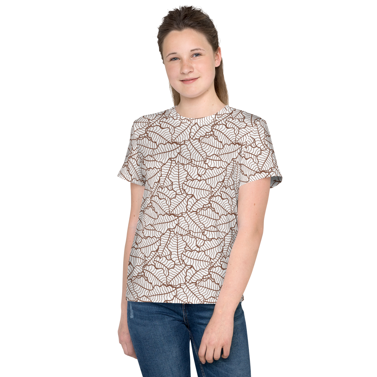 Colorful Fall Leaves | Seamless Patterns | All-Over Print Youth Crew Neck T-shirt - #5