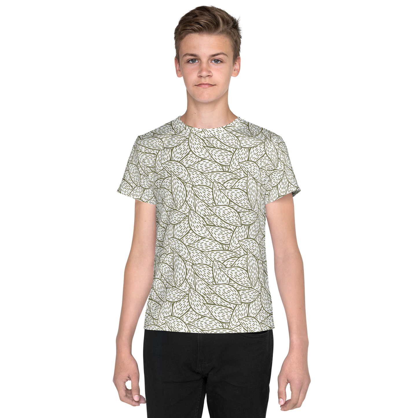 Colorful Fall Leaves | Seamless Patterns | All-Over Print Youth Crew Neck T-shirt - #6