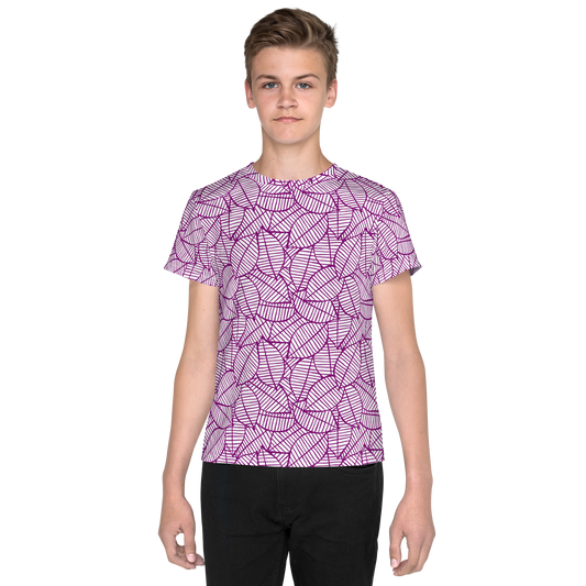 Colorful Fall Leaves | Seamless Patterns | All-Over Print Youth Crew Neck T-shirt - #7