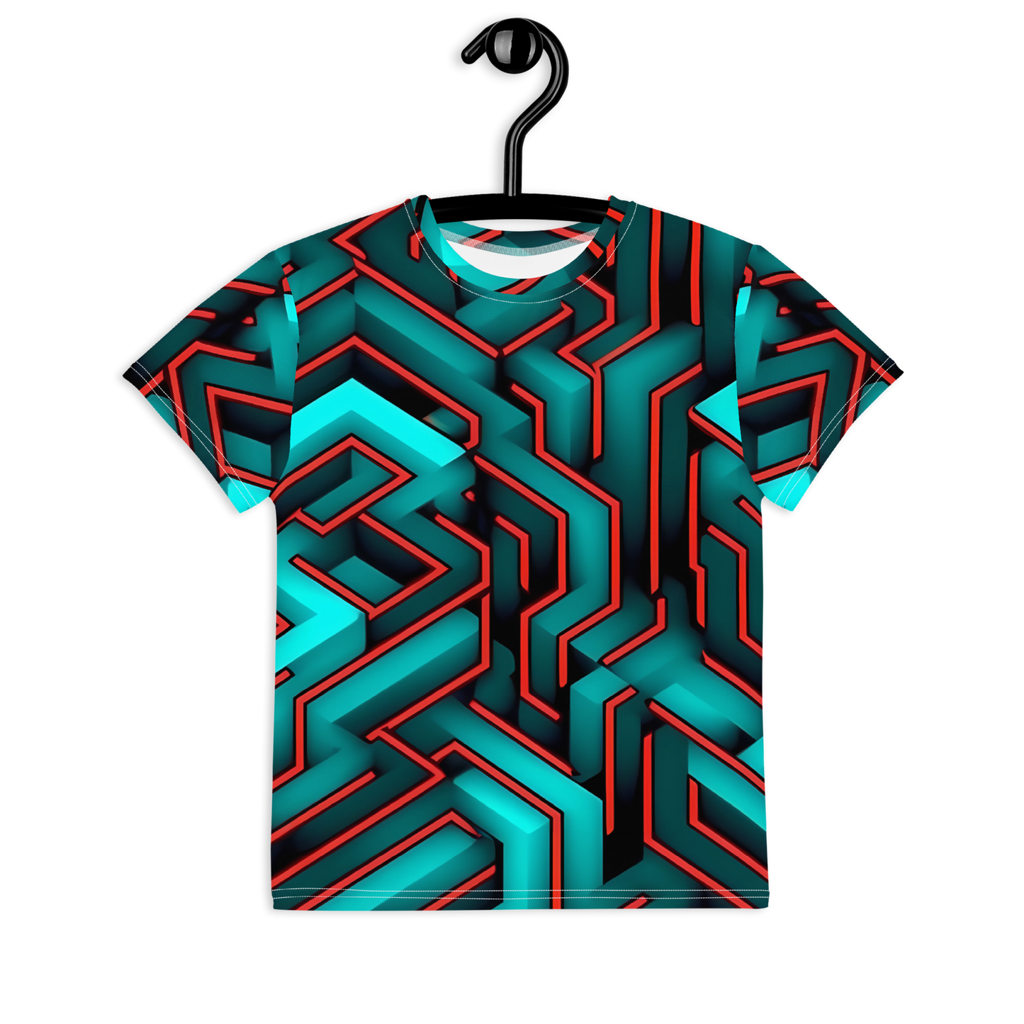 3D Maze Illusion | 3D Patterns | All-Over Print Youth Crew Neck T-shirt - #2