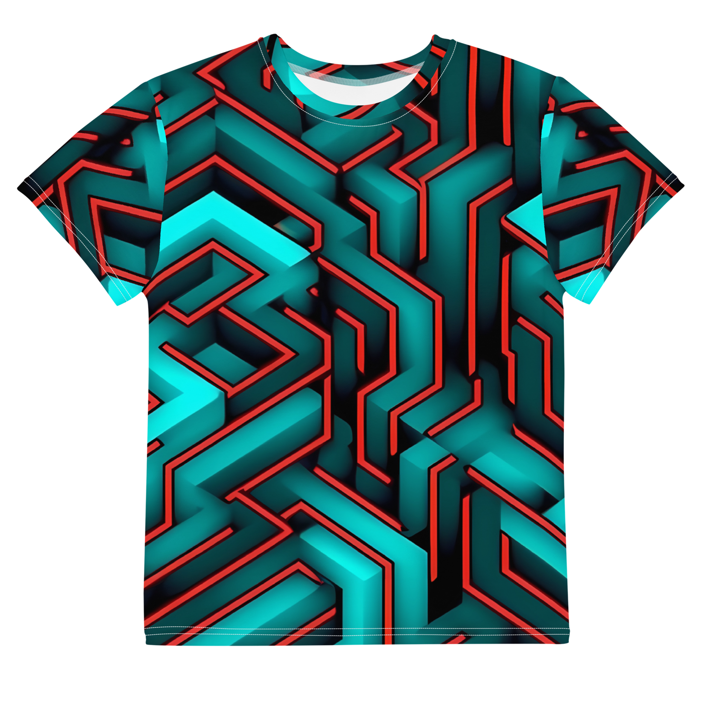 3D Maze Illusion | 3D Patterns | All-Over Print Youth Crew Neck T-shirt - #2