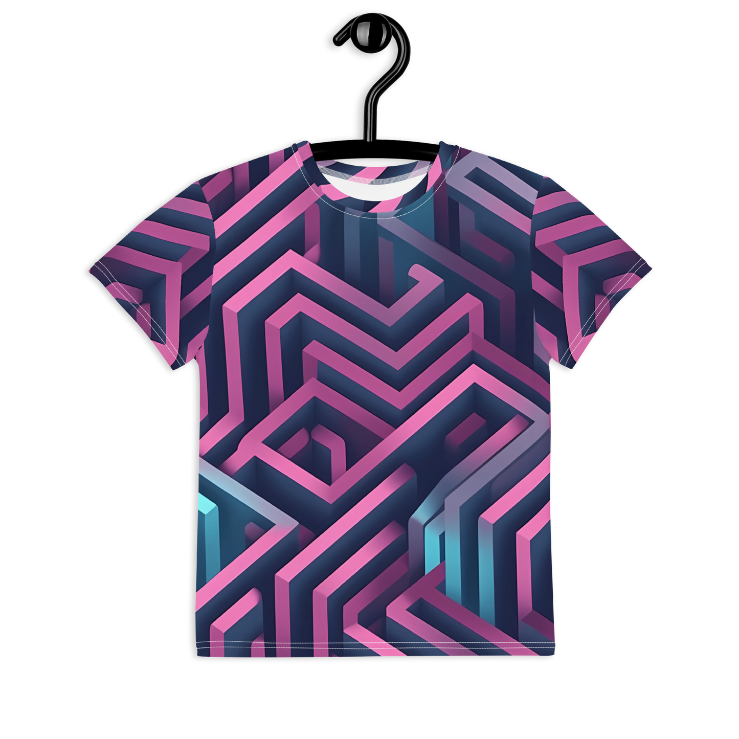 3D Maze Illusion | 3D Patterns | All-Over Print Youth Crew Neck T-shirt - #4