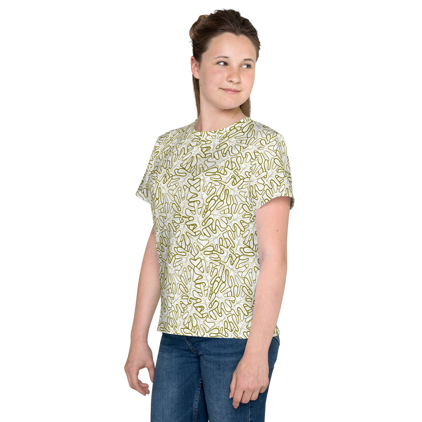 Colorful Fall Leaves | Seamless Patterns | All-Over Print Youth Crew Neck T-shirt - #2