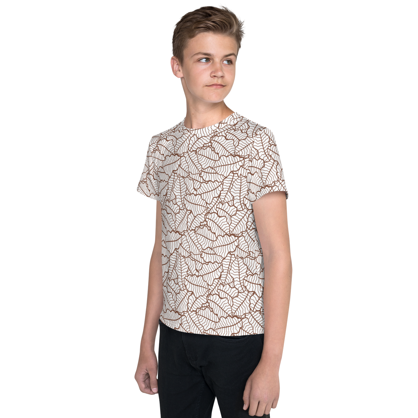 Colorful Fall Leaves | Seamless Patterns | All-Over Print Youth Crew Neck T-shirt - #5