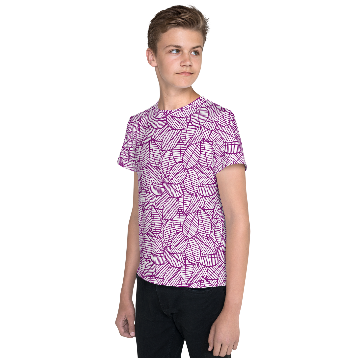 Colorful Fall Leaves | Seamless Patterns | All-Over Print Youth Crew Neck T-shirt - #7