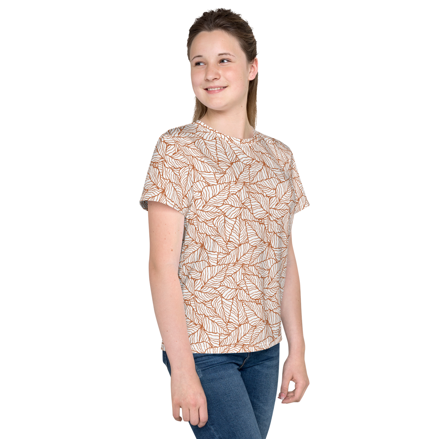 Colorful Fall Leaves | Seamless Patterns | All-Over Print Youth Crew Neck T-shirt - #1