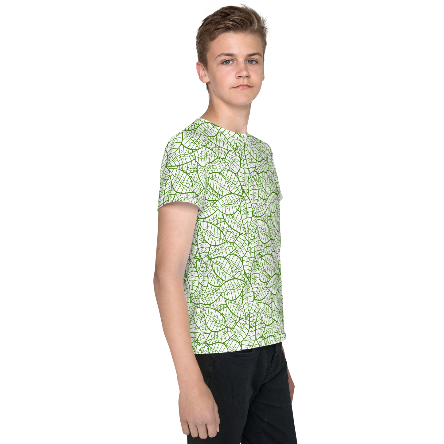 Colorful Fall Leaves | Seamless Patterns | All-Over Print Youth Crew Neck T-shirt - #4