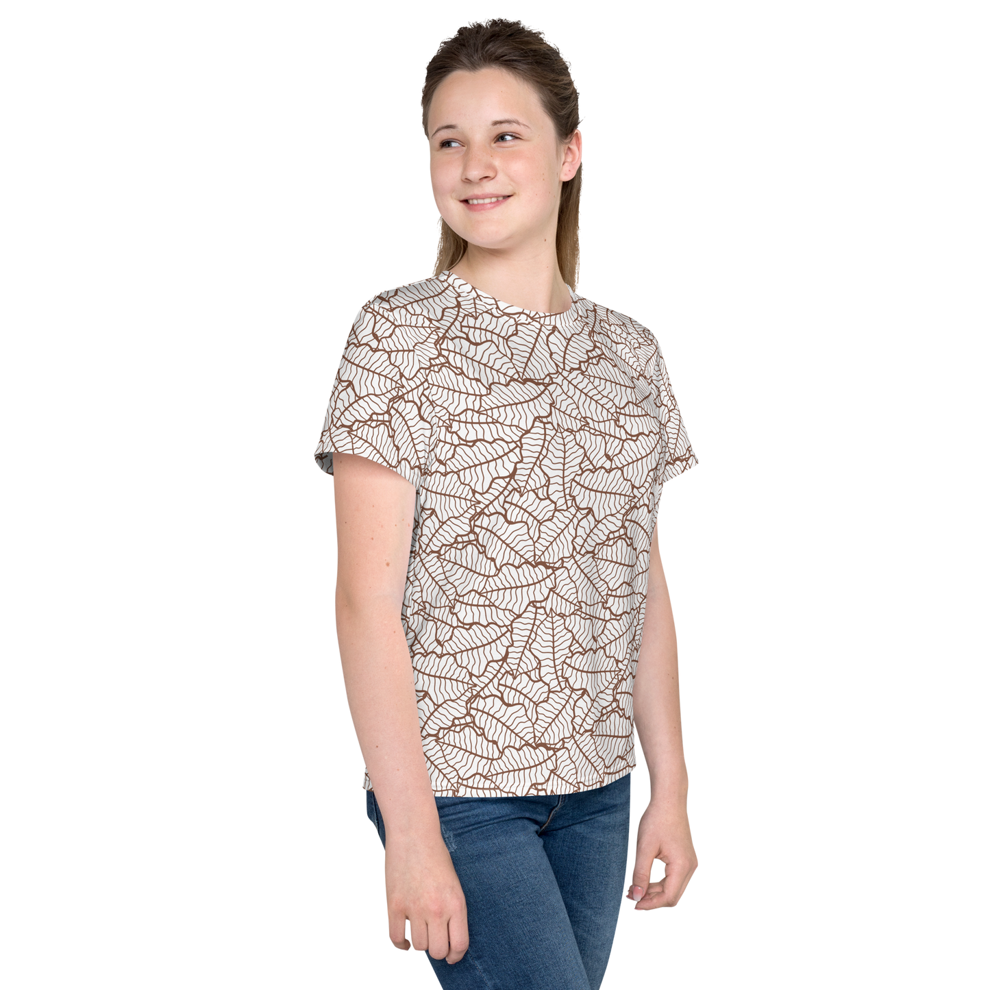 Colorful Fall Leaves | Seamless Patterns | All-Over Print Youth Crew Neck T-shirt - #5