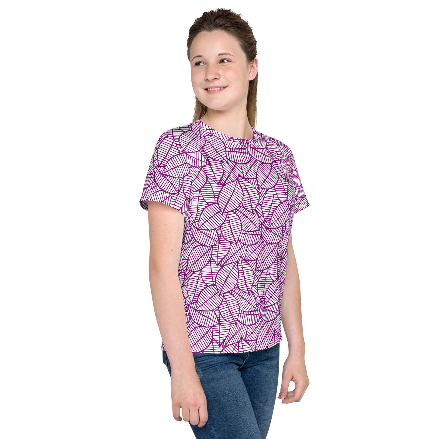 Colorful Fall Leaves | Seamless Patterns | All-Over Print Youth Crew Neck T-shirt - #7