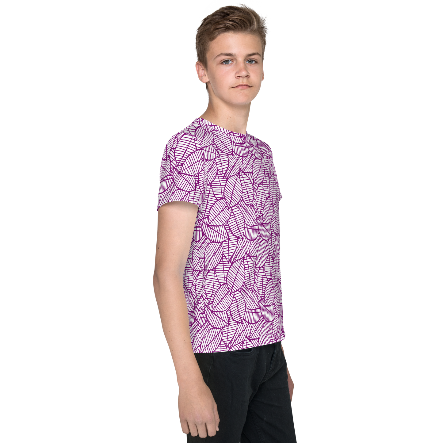 Colorful Fall Leaves | Seamless Patterns | All-Over Print Youth Crew Neck T-shirt - #7