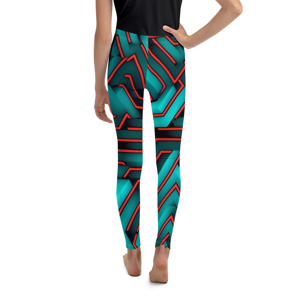 3D Maze Illusion | 3D Patterns | All-Over Print Youth Leggings - #2