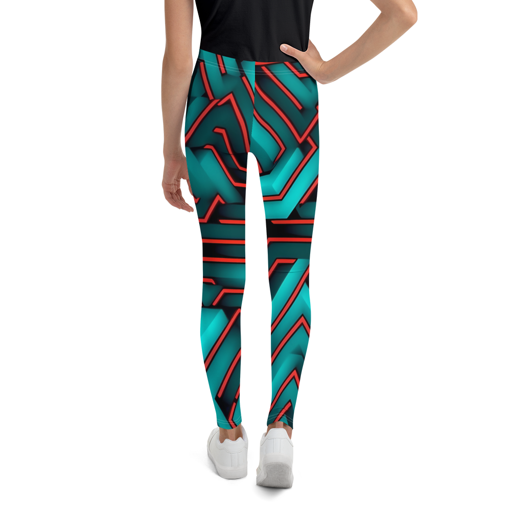 3D Maze Illusion | 3D Patterns | All-Over Print Youth Leggings - #2