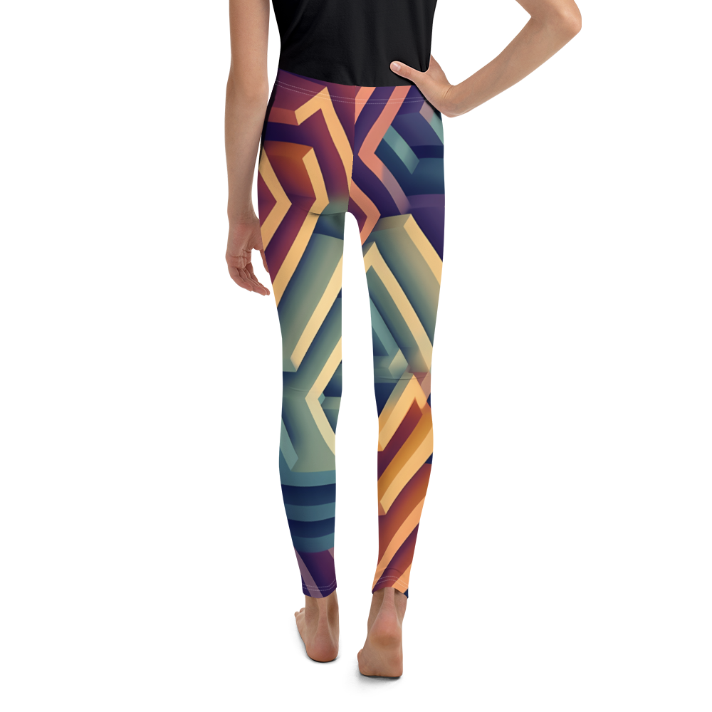 3D Maze Illusion | 3D Patterns | All-Over Print Youth Leggings - #3