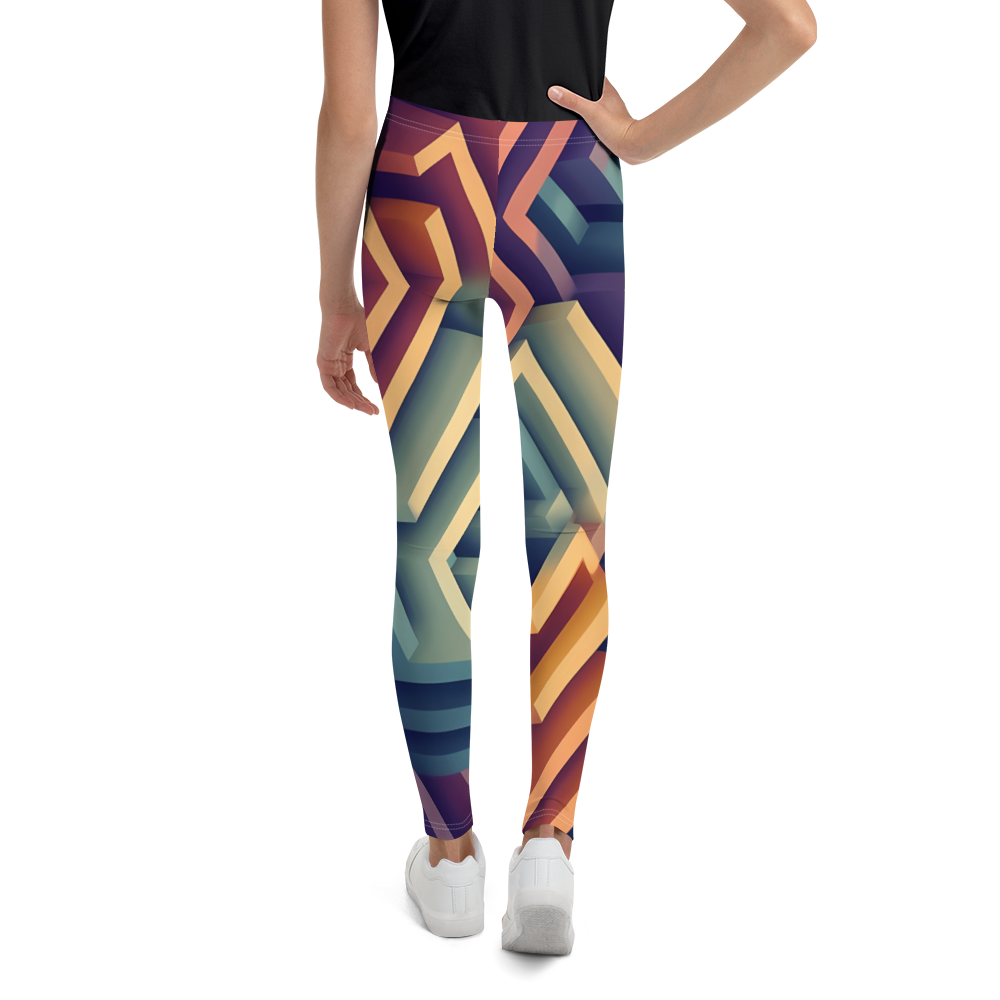 3D Maze Illusion | 3D Patterns | All-Over Print Youth Leggings - #3