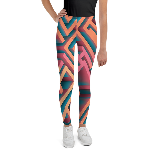 3D Maze Illusion | 3D Patterns | All-Over Print Youth Leggings - #1